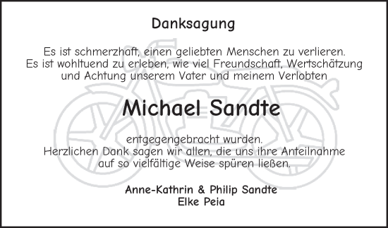 Traueranzeige von Michael Sandte von Wolfenbütteler Zeitung